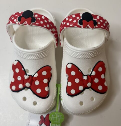 Crocs Minnie Mouse Classic Clog Little Kid Child Size C10 Polka Dot Bow Disney