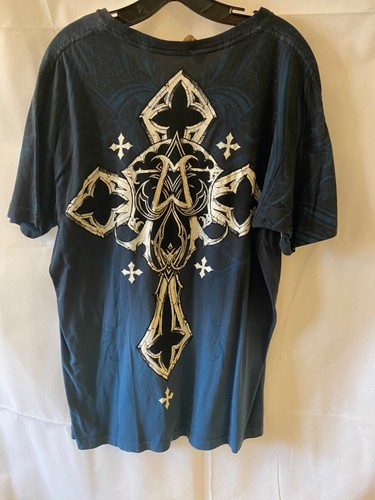 Affliction Men Original short sleeve shirt XL Blue - Picture 5 of 5