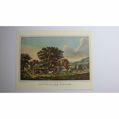 Currier & Ives Vtg Paper Print Autumn New England Fall Farm Scene Lith Art Decor - Picture 6 of 7