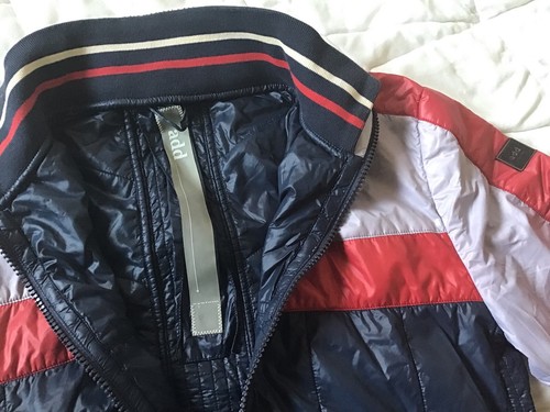 Review L Jacke Collegejacke neu wertig hellblau Lederjacke Kunstledereinsätze - Bild 11 von 17