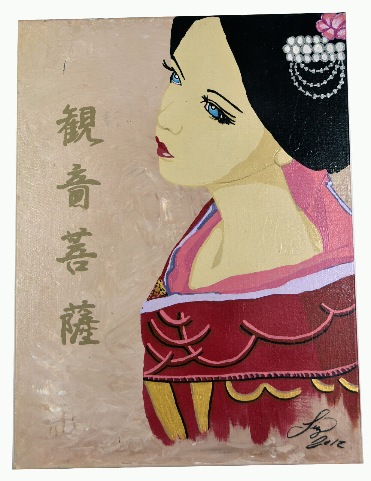 Chinese Color Ink Waterside Village Scroll Painting Wall Art ws2134S Chinese Color Ink Waterside Village Scroll Painting Wall Art ws2134S