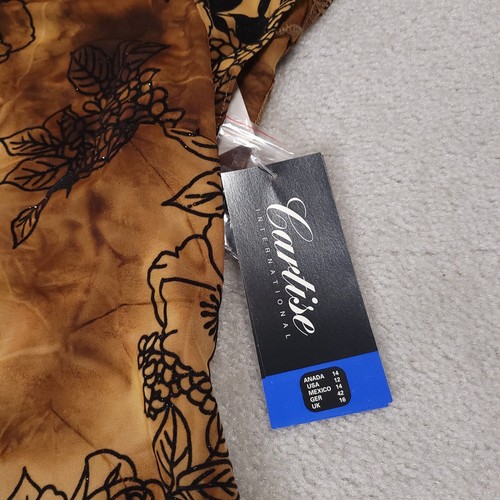 Vtg Cartise International Crop Top Shirt Womens Brown Floral Velvet Glitter Boho - Picture 6 of 14