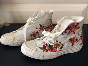 white embroidered converse