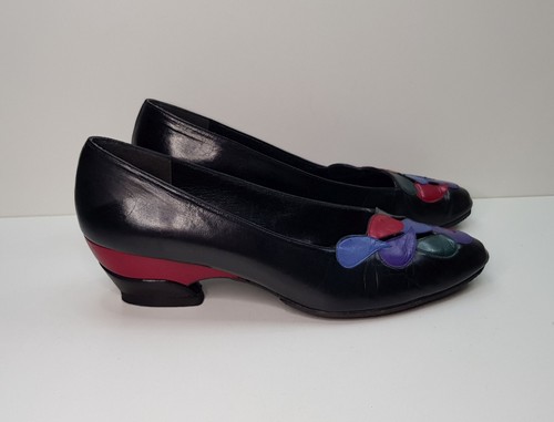 RUSSELL & BROMLEY SIZE 5UK EUR38 WOMENS BLACK LEATHER MID HEELED COURT SHOES Y2K - Picture 16 of 24