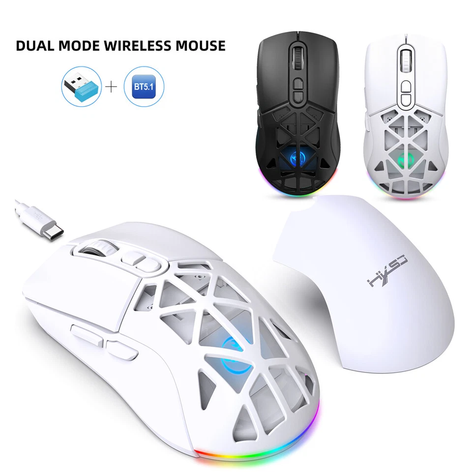 T26 Dual-mode Wireless Mouse 2.4G BT5.1 RGB Backlight 4800DPI Office Game Mice - Image 3 of 4