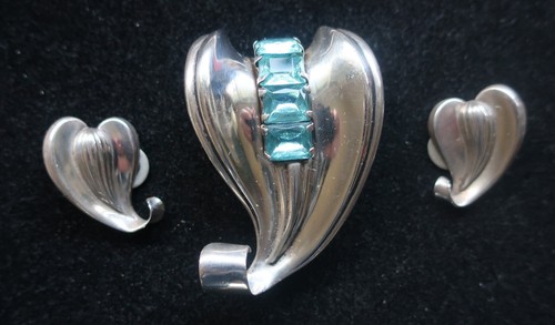 Marcel Boucher Parisina Mexico Retro Modern Brooch and Earrings Sterling Silver - 第 1/9 張圖片