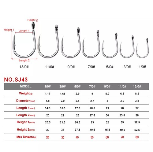 40 Pcs Heavy Duty Jigging Hooks Saltwater Fishing Hook JIG 1/0#-13/0# Fishhook - Bild 12 von 16