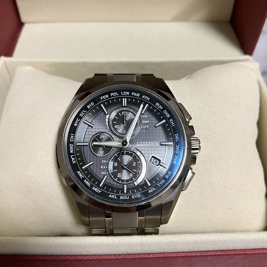 CITIZEN Attesa Eco Drive Solar Radio Titanium Watch with Box H804