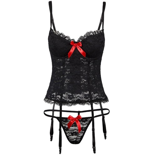 Sexy 2 Piece Women Lingerie Set Lace Bodysuit Nightwear Underwear Teddy Babydoll - Picture 10 of 21