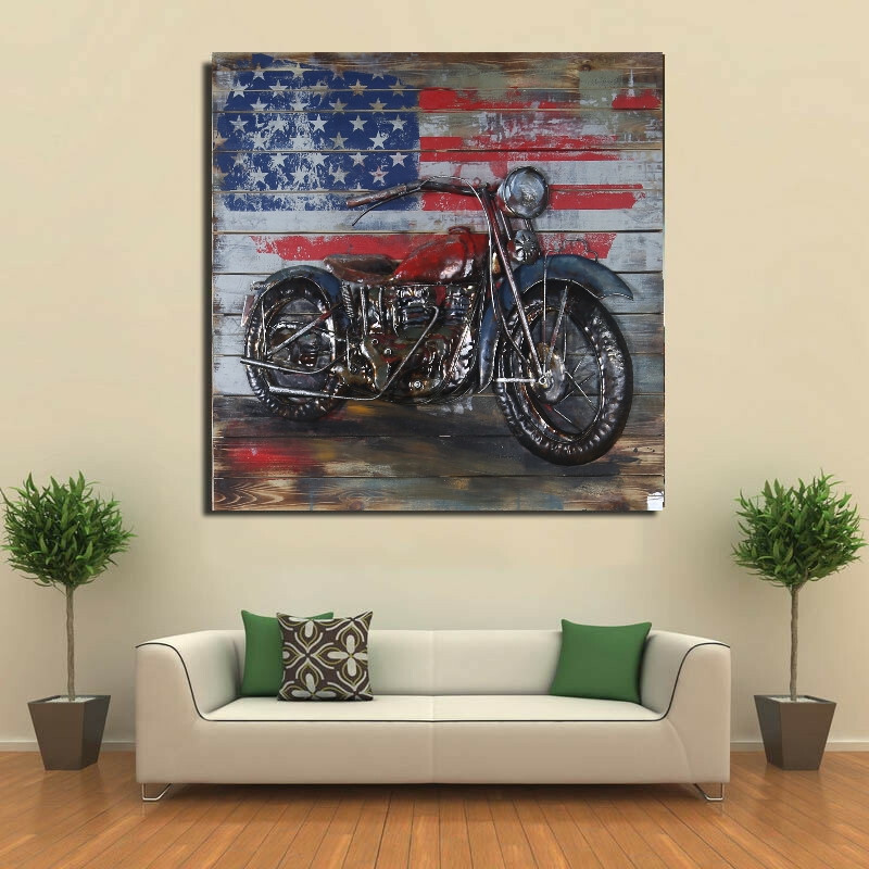 Harley Davidson art, Metal Wall Art, 3D Wall Vintage