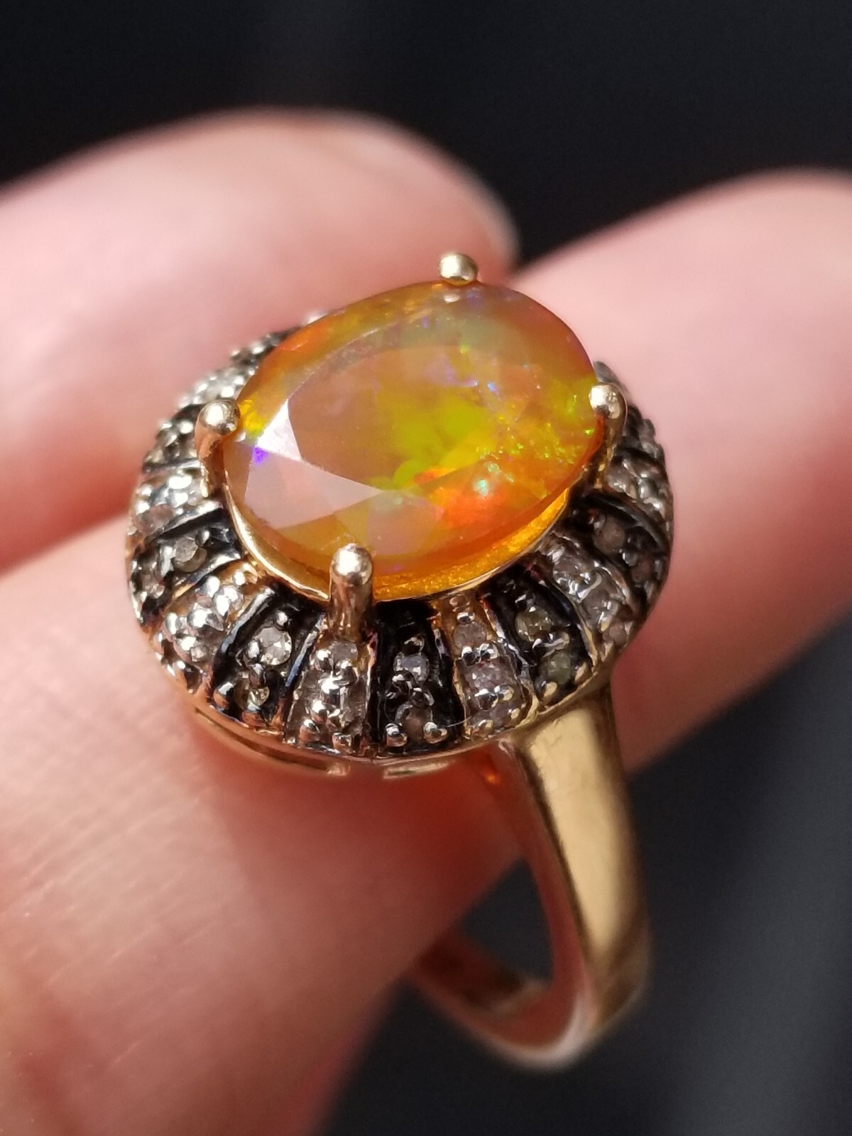 vintage  10k custom  Mexican fire opal chocolate … - image 14