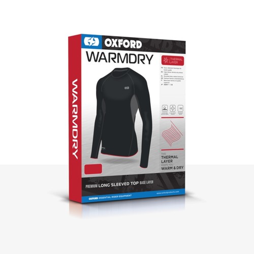Oxford Layers Warm Dry Motorcycle Motorbike Thermal Base Layer Top - Black - Picture 3 of 3