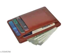 Genuine Brown Leather Slim Wallet + Pocket Card Holder RFID Protection