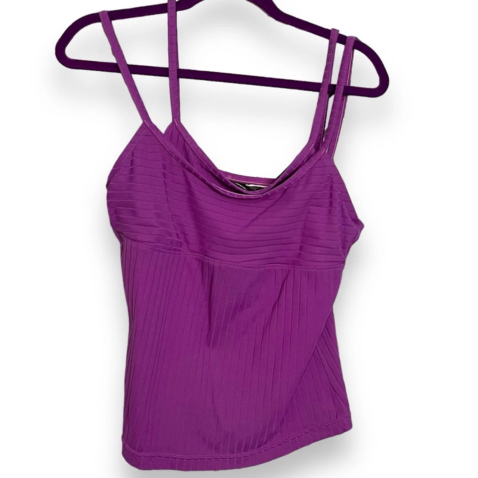 Mossimo Spaghetti Strap Top Women XL Purple Stretch Activewear Ribbed Knit Shirt - Image 4 of 4