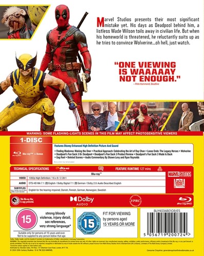 DEADPOOL 3 DEADPOOL and WOLVERINE (Ryan Reynolds Hugh Jackman) BLU RAY & - Picture 2 of 2