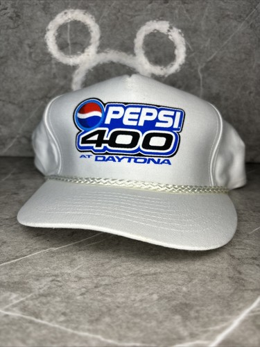 Vintage Pepsi 400 At Daytona All White Rope SnapBack Hat Auto NASCAR VTG 90s