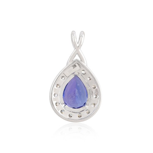 2.23 TCW Round H/SI Diamond Tanzanite Gemstone Pear Pendant Gift 18k White Gold - Picture 2 of 6