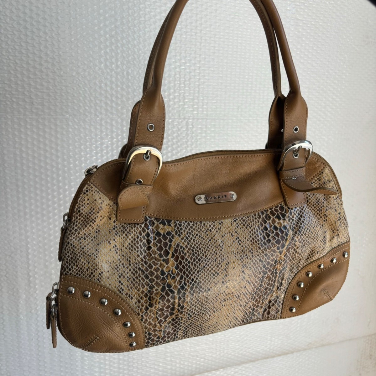 00’s archive snake 蛇柄 leather hand bag 茶 Vintage Craft Snake Bag, Leather Bag, Handmade Bag, Rare Bag