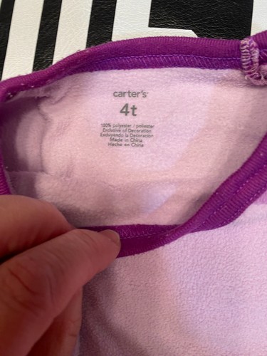 Girls Carters Purple with Hearts Fleece Pajamas with Long Pants Size 4T - Picture 2 of 2