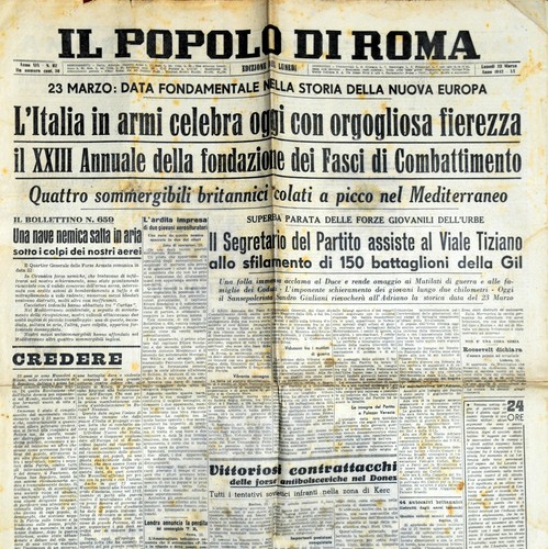 " DAS VOLK VON ROM " Nr. 82 vom Dienstag, 23. MAR.1942 ( ORIGINAL VINTAGE ! )  - Bild 1 von 2