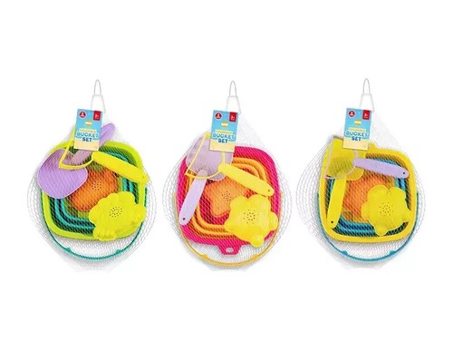 5 Pcs Foldable Beach Bucket Set with 2 Moulds Perfect For kids Beach day - Picture 7 of 9