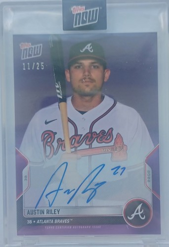 Austin Riley BRAVES 2022 TOPPS NOW ROAD OPENING DAY HARD AUTO PURPLE /25 OD-227C - Picture 1 of 7