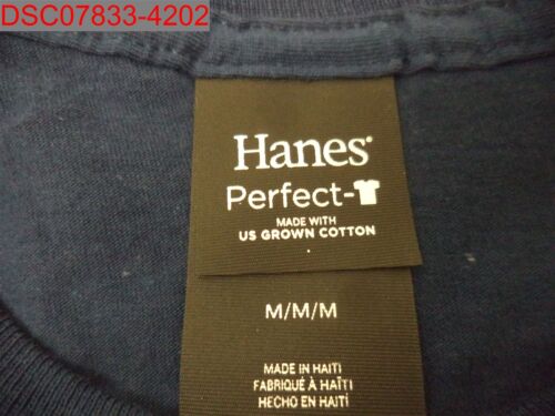 T-shirt uomo Hanes Perfect-T blu navy manica corta cotone nuova senza etichette - QTY=48, taglia M - Foto 4 di 5