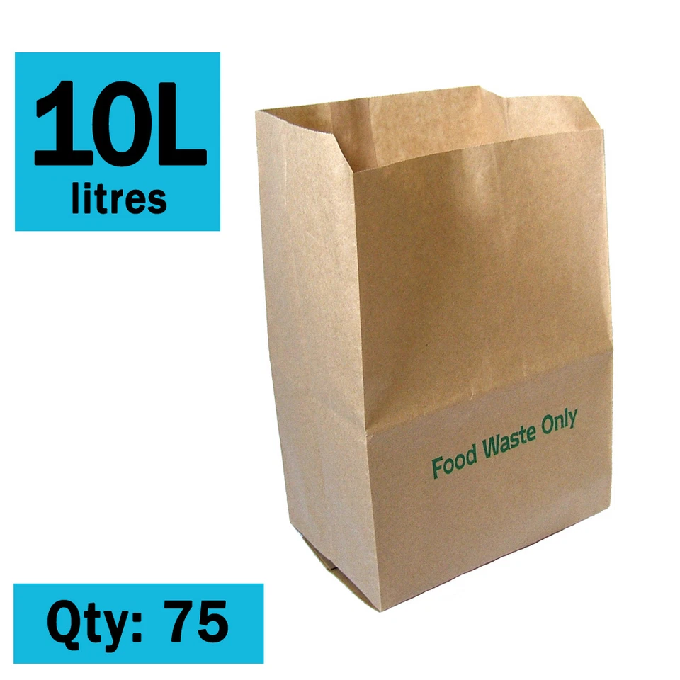 Bolsas de Cocina Compostables de Papel - Ecosack 75x 10 L - Sacos de Papel Bolsas 10L