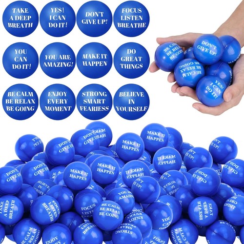 Durable Motivational Stress Balls Set - 96 Pieces of Fun Blue Foam Anxiety Balls - Picture 10 of 10