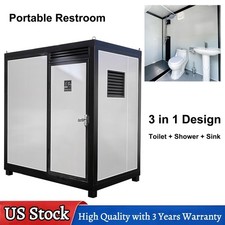Outdoor Portable Restroom Mobile Toilet with Shower Bathroom Sink & Fan