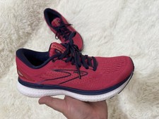 Brooks Glycerin Womens Running Shoes Pink Navy Blue Cushioned Sneakers S 9