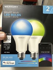 2 Pack MERKURY INNOVATIONS Smart Wi-Fi LED Bulbs Color White NEW