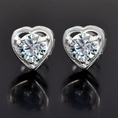 2Ct Round Cut Lab-Created Diamond Solitaire Stud Earrings 14K White Gold Plated