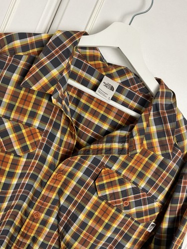 The North Face Men's Shirt Short Sleeve XL Brown Check Pockets Walking Hiking - Picture 2 of 10