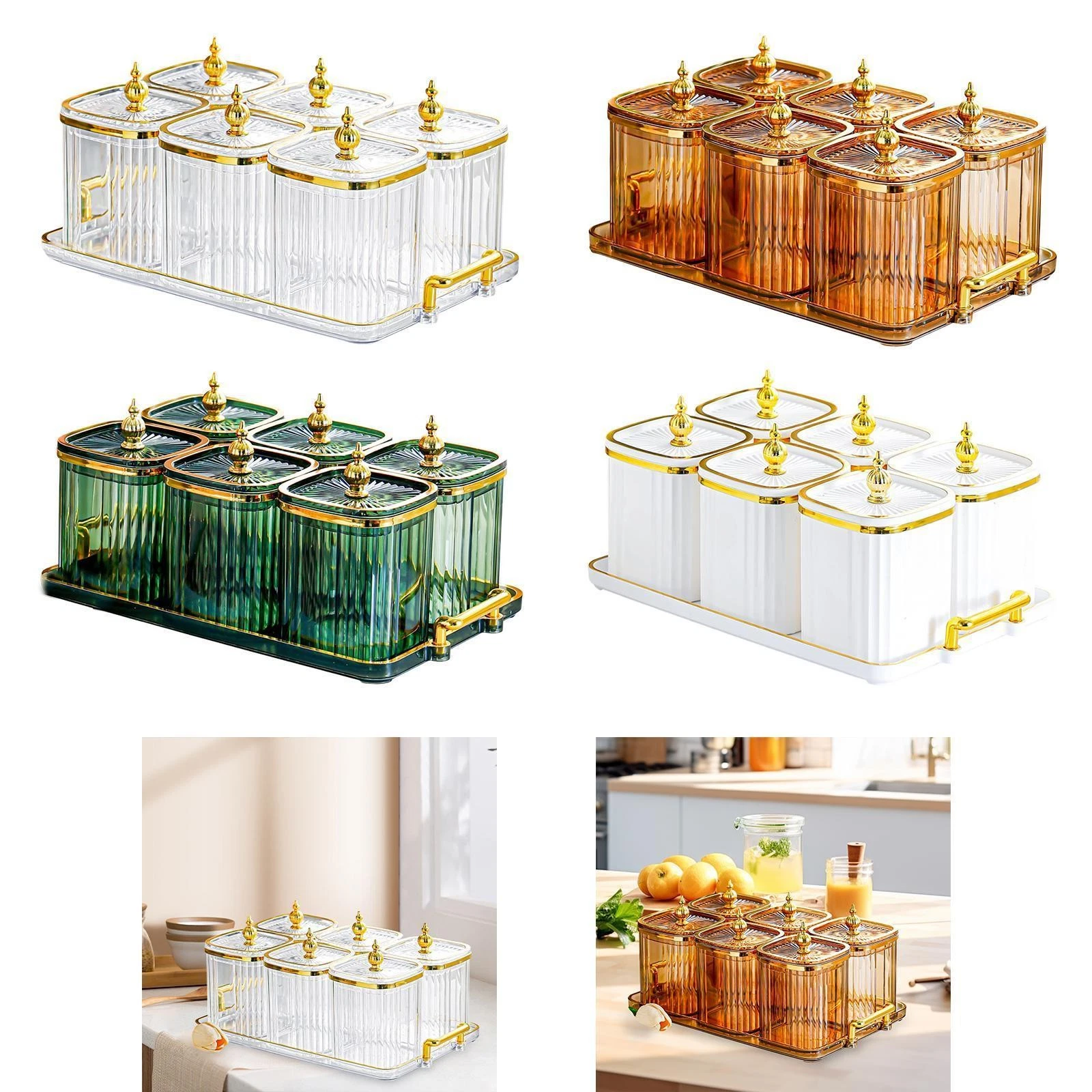 Dry Fruit Jars with Lid Set Kitchen Spice Jars for Living Room Kitchen Snack
