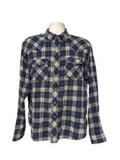 Wrangler Retro Men s Pearl Snap Long Sleeve Western Shirt Blue Plaid XL