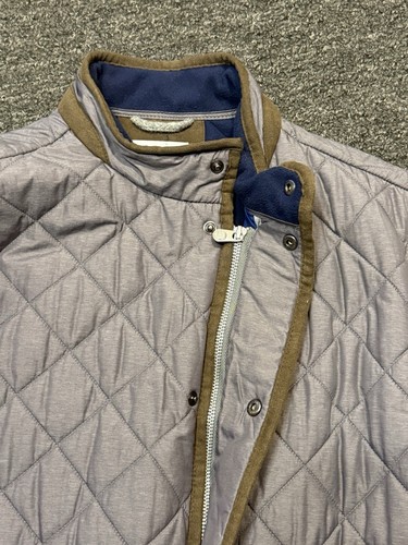 Peter Millar Mens Essex Quilted Travel Vest in Gray/Purple Full Zip Large - Picture 6 of 12