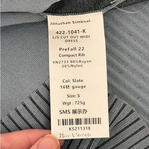 JONATHAN SIMKHAI Midi-Strickkleid blau schieferfarben Cut-Outs Inez - Bild 7 von 7