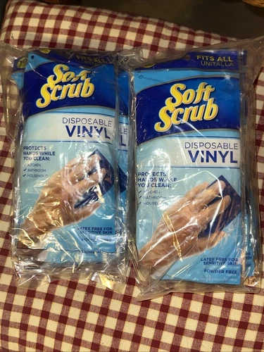 12pks Soft Scrub 1 Size Fits All Disposable Vinyl Gloves 10 Gloves in each pack