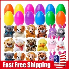 12PCS Filled Easter Eggs with Plush Animal Toys Inside, Prefilled Easter Eggs...