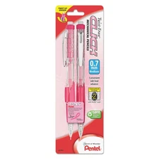 Pentel Twist Erase Click Mechanical Pencil 2 Pack Pink 0.7mm Latex Free Grip