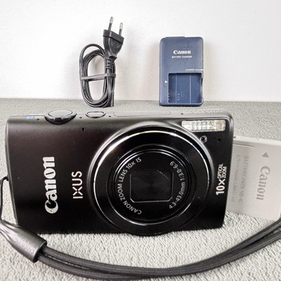 Canon IXUS 255 HS 12.1 MP 10x Optical Zoom Digital Compact Camera Set Black