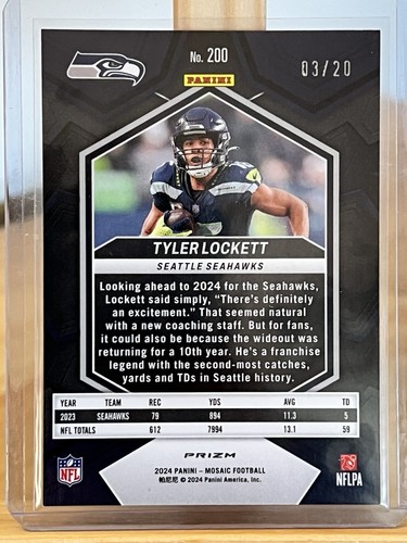 2024 Panini Mosaic - Tyler Lockett #200 No Huddle Pink Prizm /20 Seahawks - Picture 6 of 10