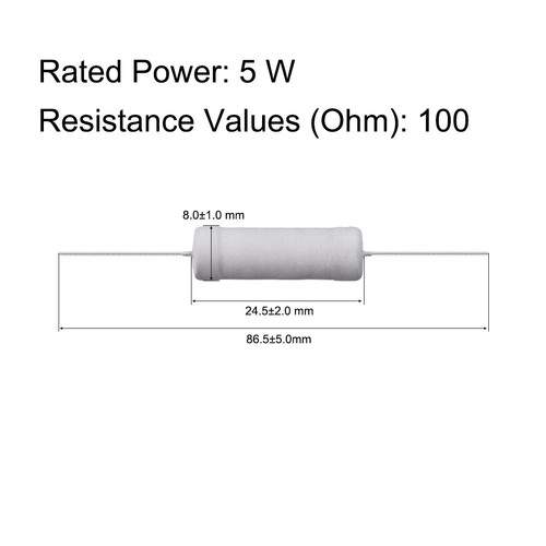 50 Stück 5W 5 Watt Metalloxid Film Widerstand Axil Leitung 100 Ohm ±5% Toleranz - Bild 2 von 6
