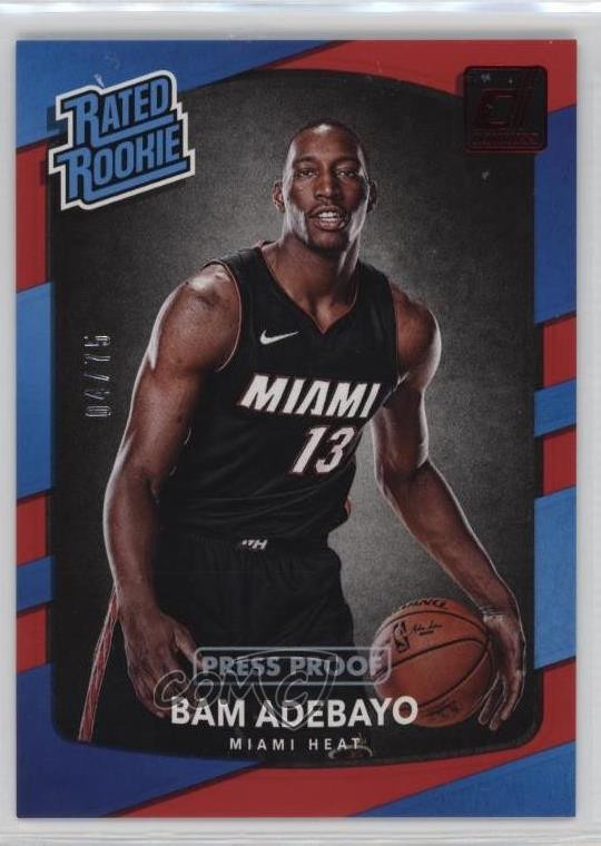 2017 Donruss Rated Rookies Press Proof Red 4/75 Bam Adebayo #187 Rookie RC 0p5y
