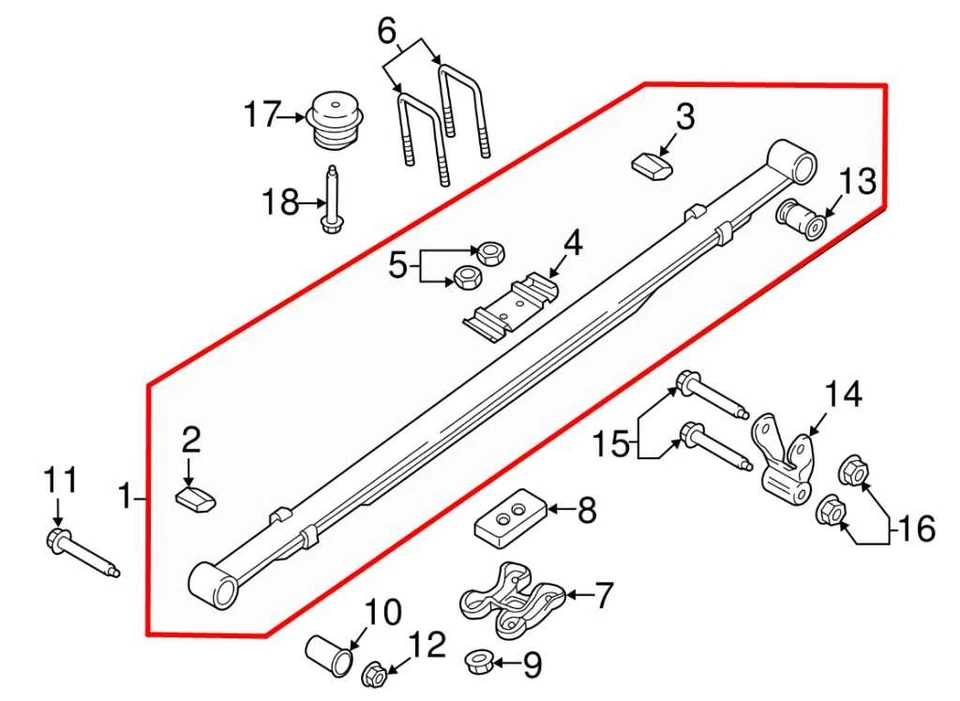 Ford F150 2015-2020 suspensión lateral trasera derecha o izquierda resorte de hoja FL34-5560-AH fabricante original Foto 2 de 4