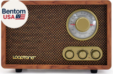 AM FM Classic Retro Radio with Bluetooth Speaker,Vintage Wood Table Radio with T