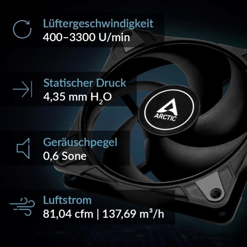 ARCTIC P12 Max - PC Lüfter, High-Performance 120 mm Gehäuselüfter, PWM-gesteuert - Afbeelding 6 van 8