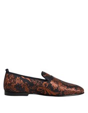 Dolce & Gabbana Black Jacquard Polyester Slip On Loafers Men's Shoes Authentic