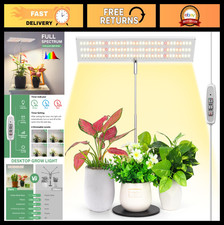 Full Spectrum LED Grow Light for Indoor Plants, Adjustable Height, Auto Timer, 4